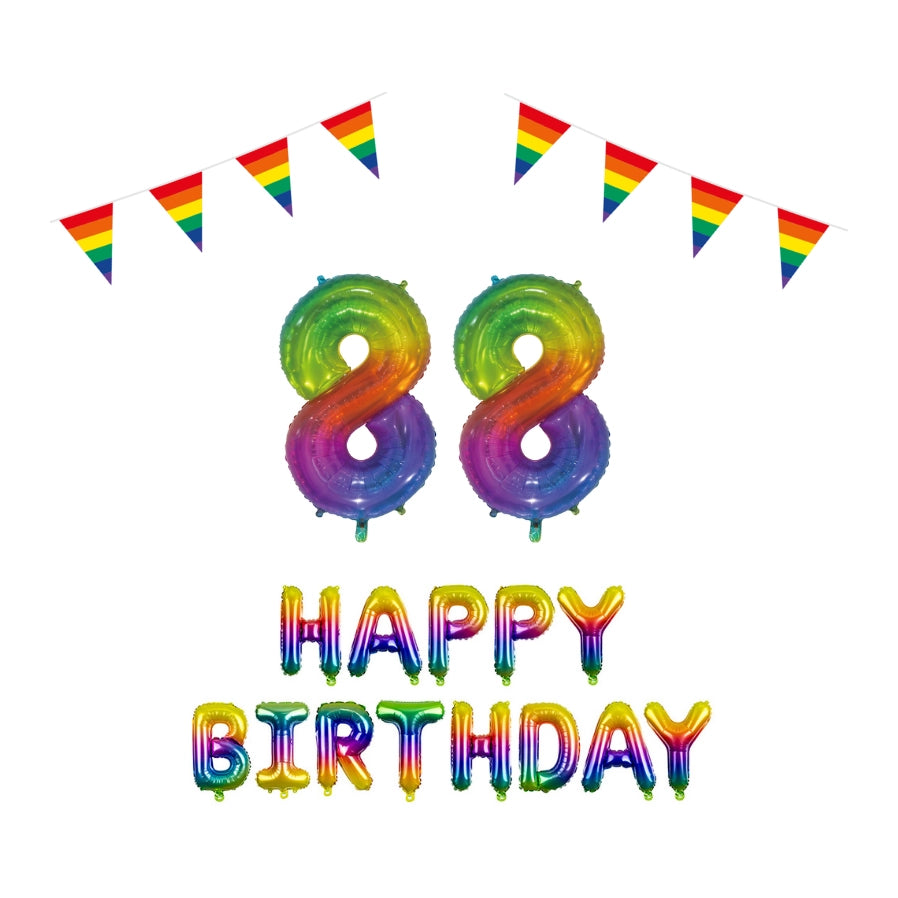 88 jaar Verjaardag Versiering Pakket Regenboog