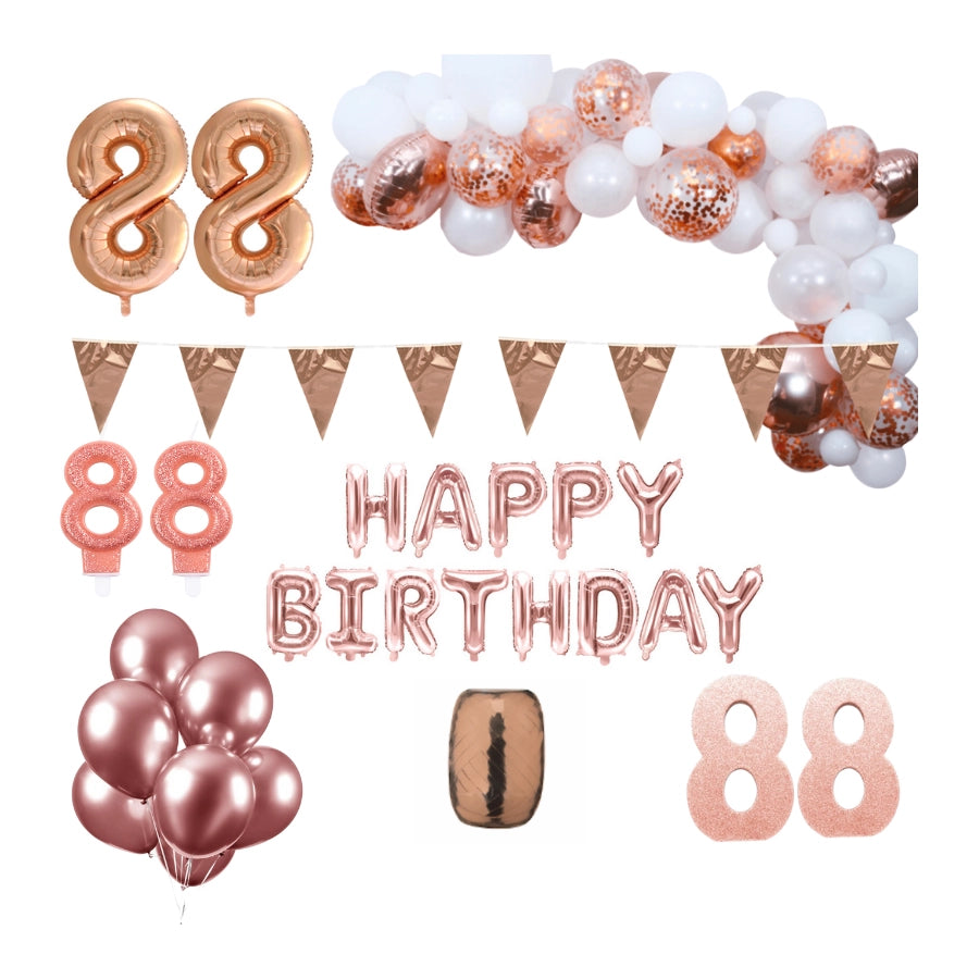 88 jaar Verjaardag Versiering Pakket Rosé goud XL