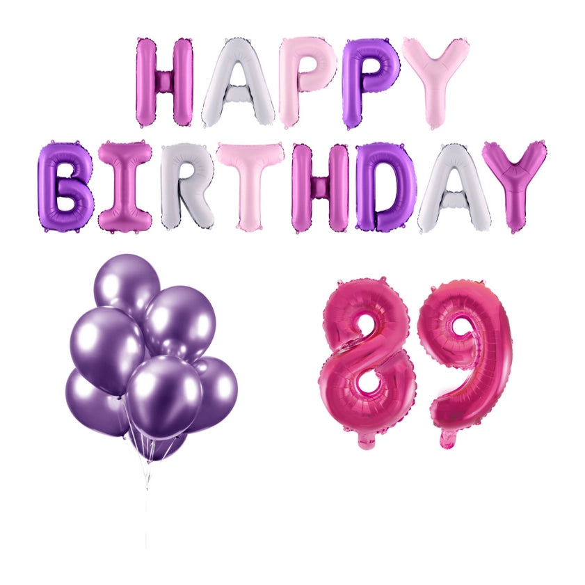 89 jaar Verjaardag Versiering Ballon Pakket Pastel & Roze