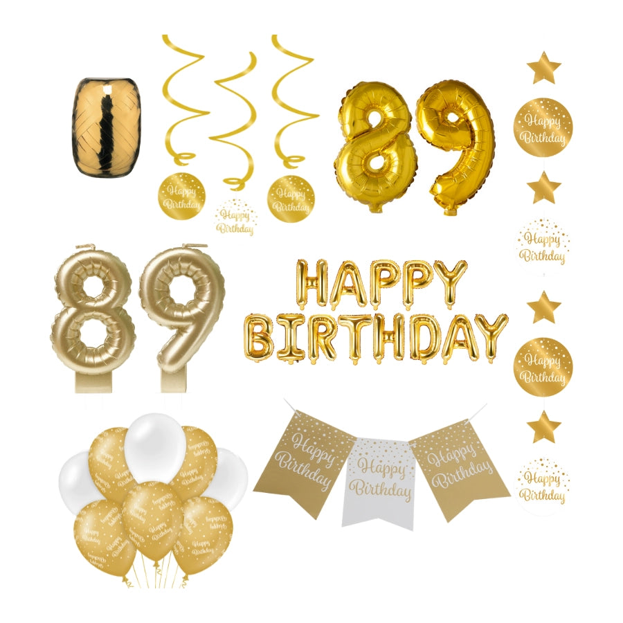 89 jaar Verjaardag Versiering Pakket Gold