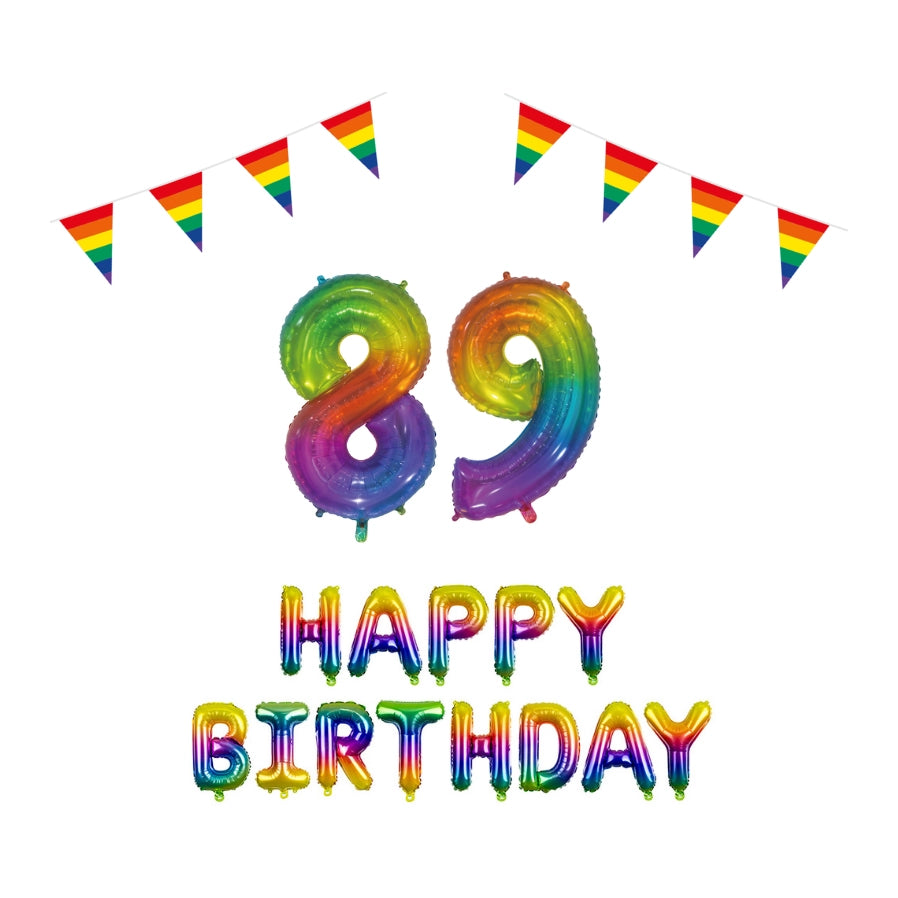 89 jaar Verjaardag Versiering Pakket Regenboog