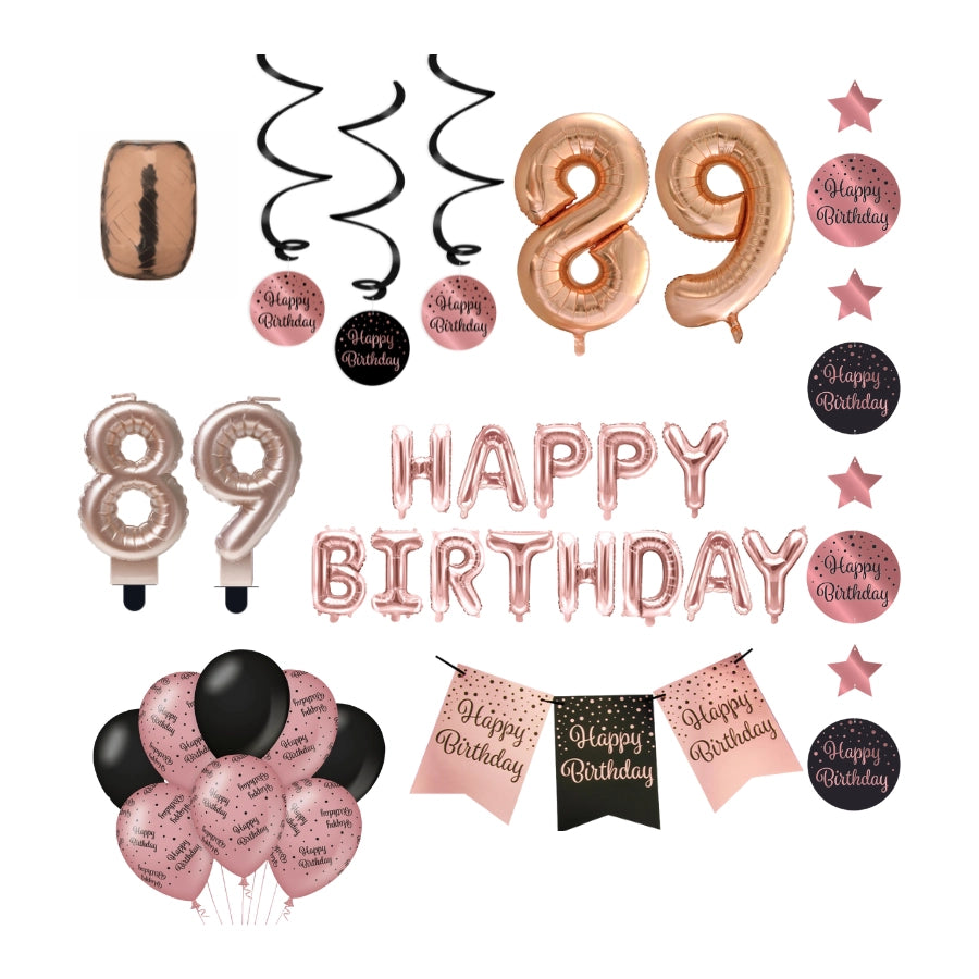 89 jaar Verjaardag Versiering Pakket Rose Gold