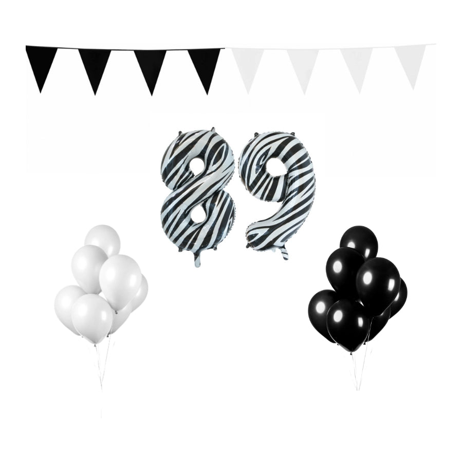 89 jaar Verjaardag Versiering Pakket Zebra