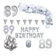 89 jaar Verjaardag Versiering Pakket Zilver XL