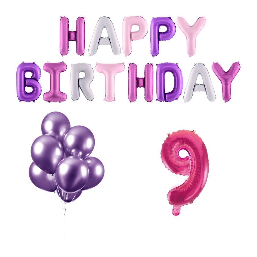 9 jaar Verjaardag Versiering Ballon Pakket Pastel & Roze