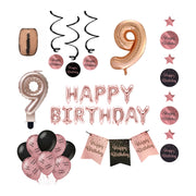 9 jaar Verjaardag Versiering Pakket Rose Gold