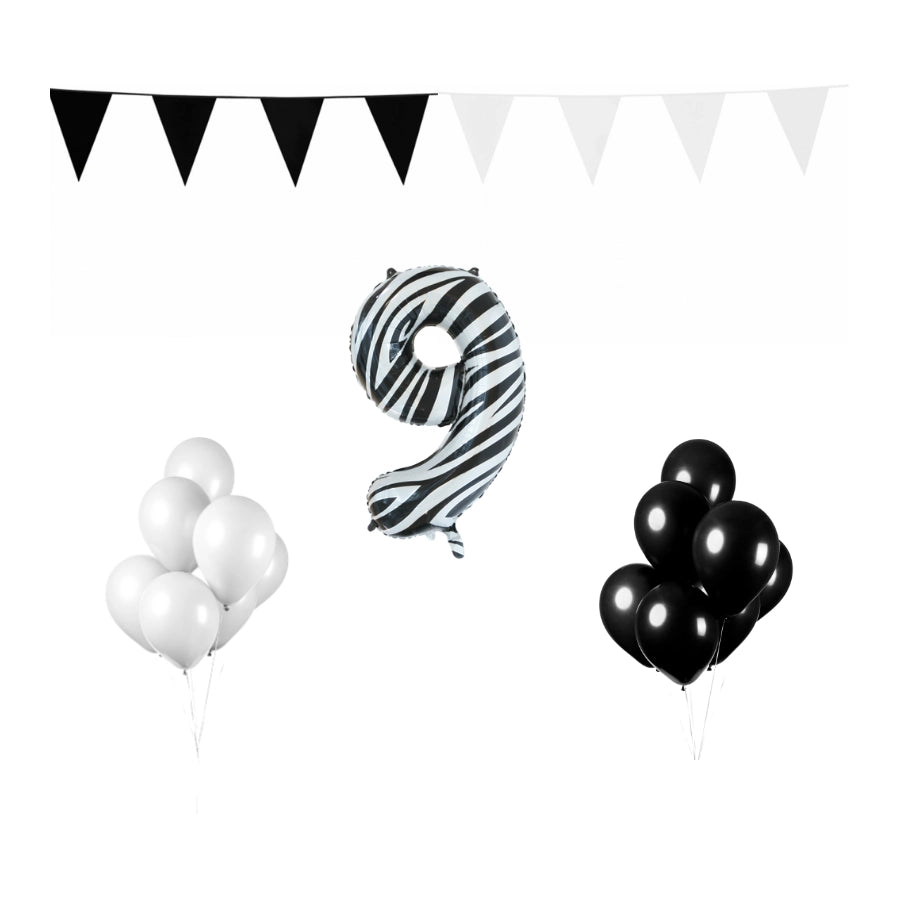 9 jaar Verjaardag Versiering Pakket Zebra