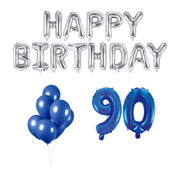 90 jaar Verjaardag Versiering Ballon Pakket Blauw & zilver