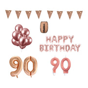 90 jaar Verjaardag Versiering Pakket Rosé Goud