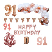 91 jaar Verjaardag Versiering Pakket Rosé goud XL