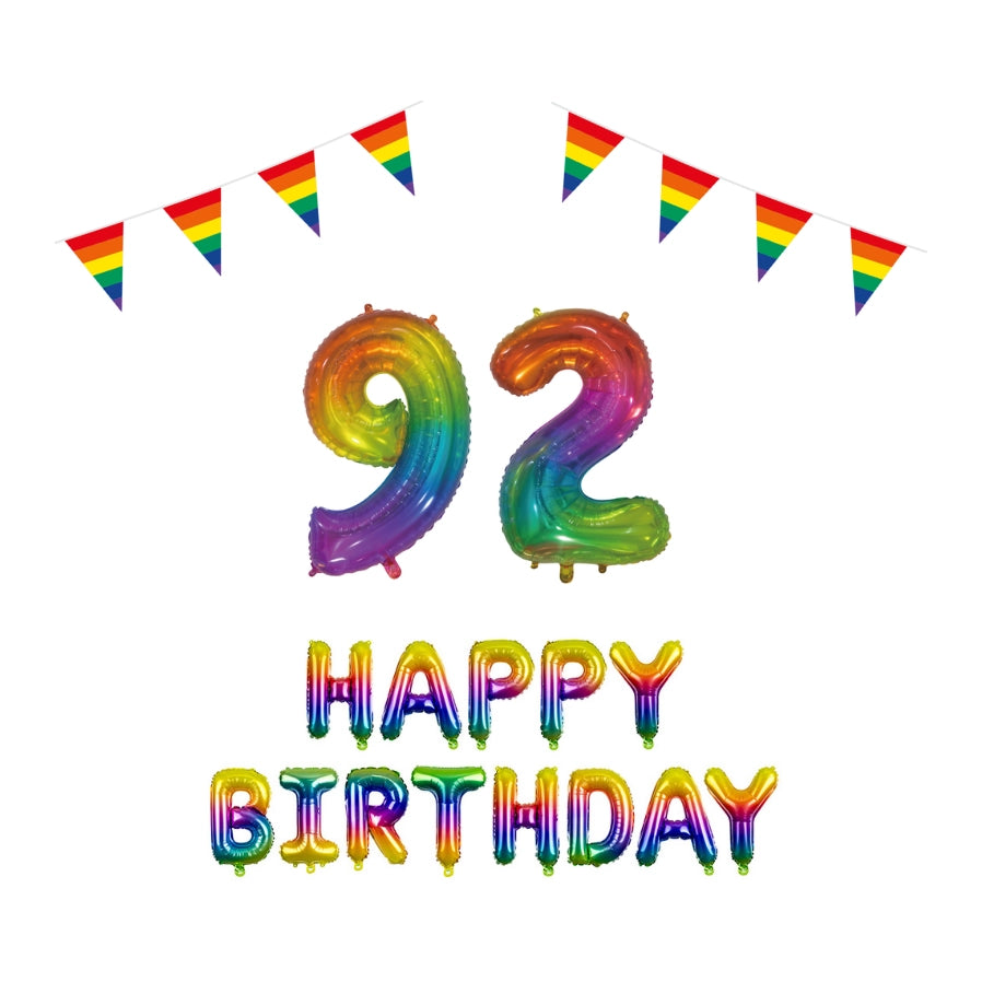 92 jaar Verjaardag Versiering Pakket Regenboog