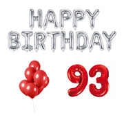 93 jaar Verjaardag Versiering Ballon Pakket rood & zilver