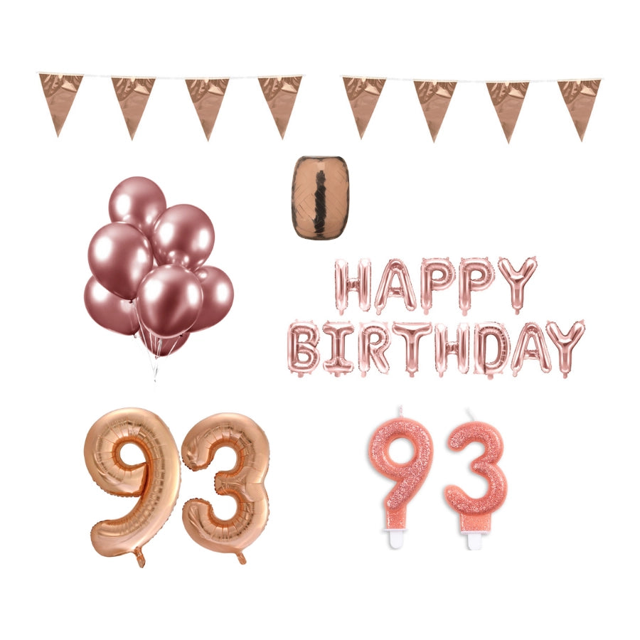 93 jaar Verjaardag Versiering Pakket Rosé Goud