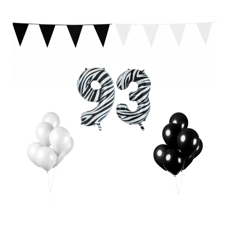 93 jaar Verjaardag Versiering Pakket Zebra