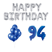 94 jaar Verjaardag Versiering Ballon Pakket Blauw & zilver