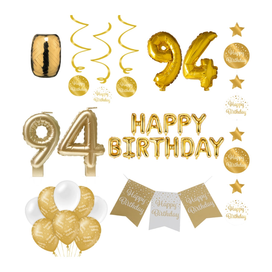 94 jaar Verjaardag Versiering Pakket Gold