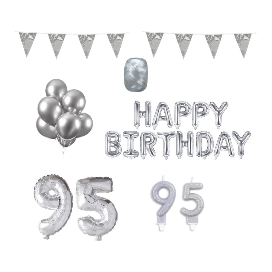 95 jaar Verjaardag Versiering Pakket zilver