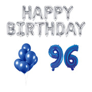96 jaar Verjaardag Versiering Ballon Pakket Blauw & zilver