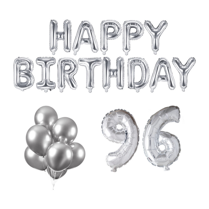 96 jaar Verjaardag Versiering Ballon Pakket zilver