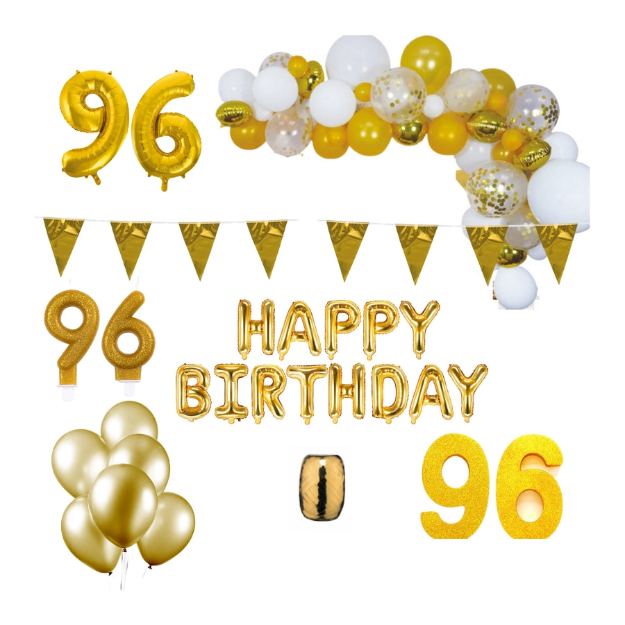 96 jaar Verjaardag Versiering Pakket Goud XL