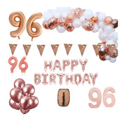 96 jaar Verjaardag Versiering Pakket Rosé goud XL
