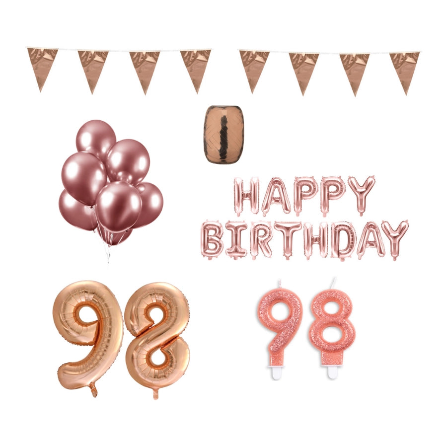 98 jaar Verjaardag Versiering Pakket Rosé Goud