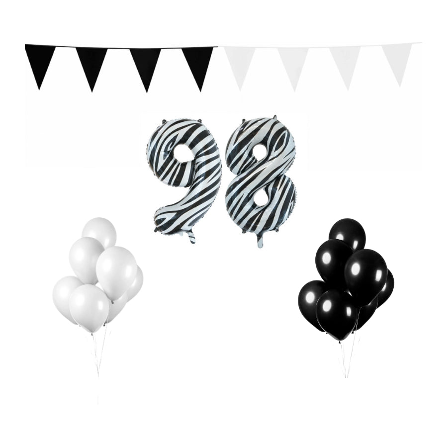 98 jaar Verjaardag Versiering Pakket Zebra