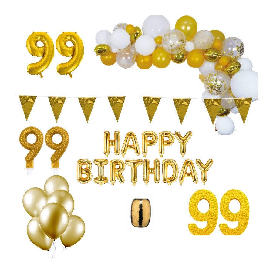 99 jaar Verjaardag Versiering Pakket Goud XL