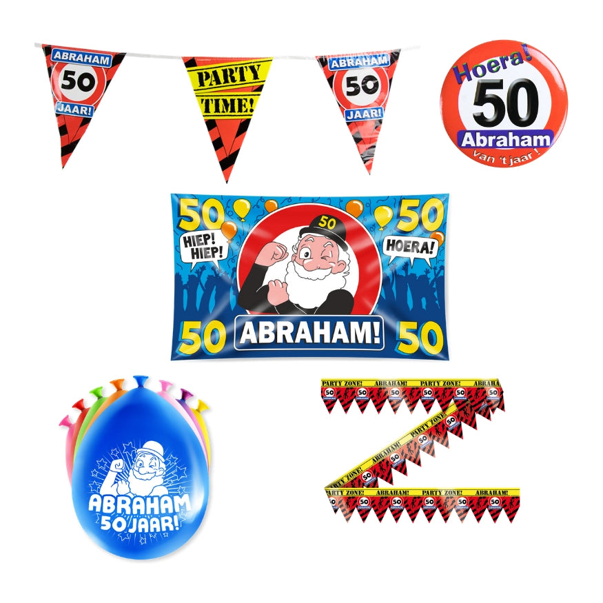 Abraham verjaardag versiering pakket verkeersbord incl. Gevelvlag