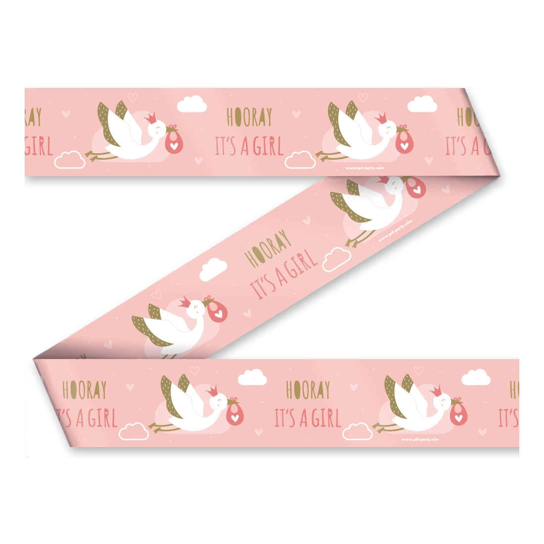 Afzetlint Geboorte meisje - Hooray It's a girl!  12 meter
