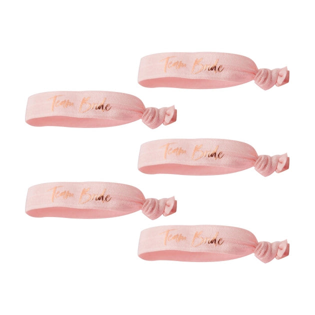 Armbandjes Team Bride roze 5 stuks | Vrijgezellenfeest armbandjes Team Bride 5 stuks