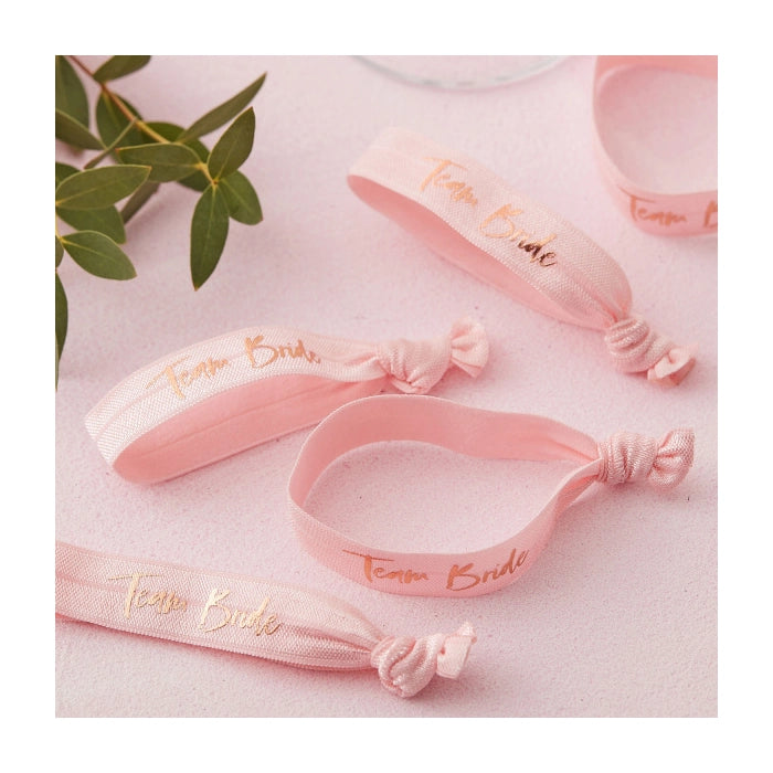 Armbandjes Team Bride roze 5 stuks | Vrijgezellenfeest armbandjes Team Bride 5 stuks