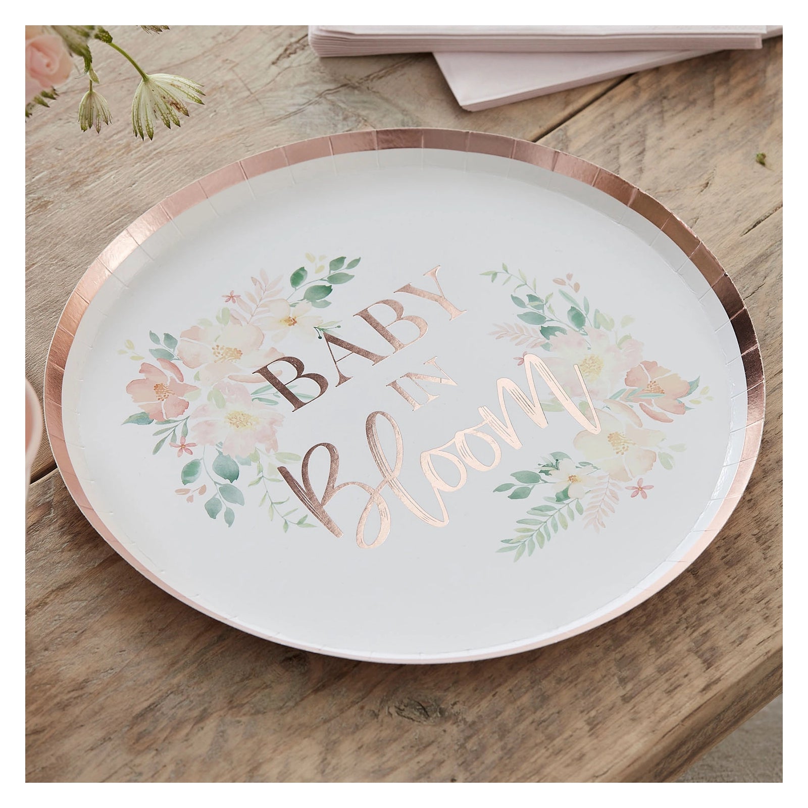 Baby in Bloom bordjes - merk Ginger Ray