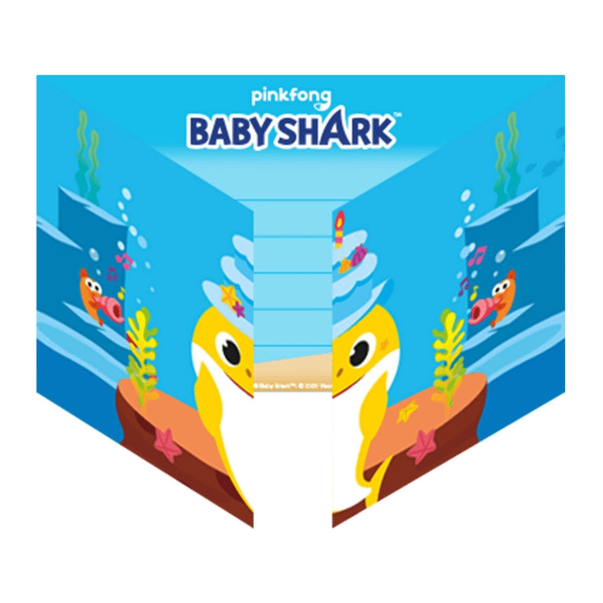 Baby Shark 8 uitnodigingen met envelop