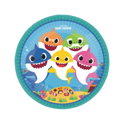 Baby Shark papieren borden 23cm 8 stuks