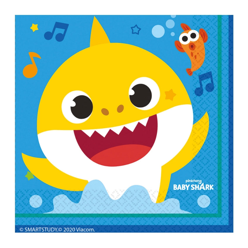 Baby Shark papieren servetten, 16 stuks