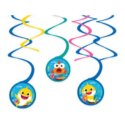 Baby Shark Swirl spiraal decoratie, 6 stuks