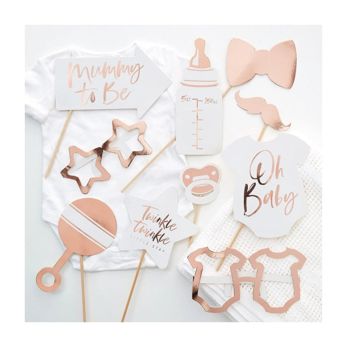 Baby Shower Photo Booth props Rosé Goud - 10 stuks