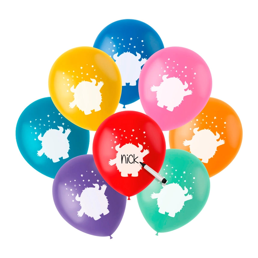 Ballonnen Beschrijfbaar Color Pop Monsters 23cm - 8 stuks