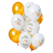 Ballonnen Bruiloft 'Mr & Mrs' Goudkleurig 30cm - 12 stuks