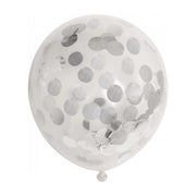 Ballonnen Confetti Metallic Zilver - 6 stuks - 30cm