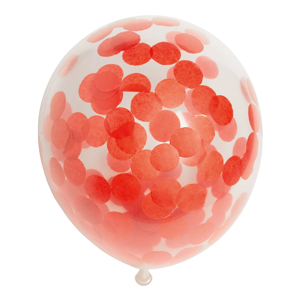 Ballonnen Confetti Rood - 6 stuks - 30cm