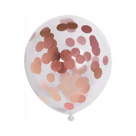 Ballonnen Confetti Rosé goud - 6 stuks - 30cm