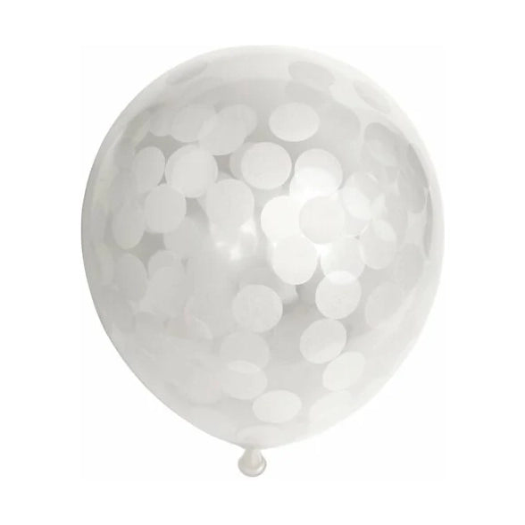 Ballonnen Confetti Wit - 6 stuks - 30cm