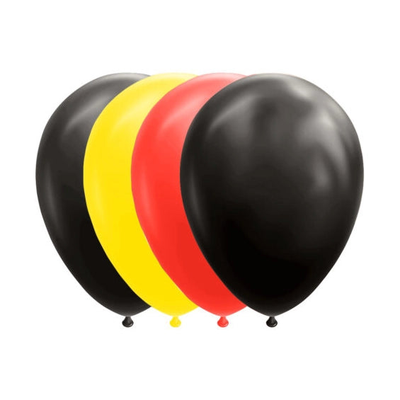 Ballonnen Geel, Zwart & Rood - 10 stuks - 30cm