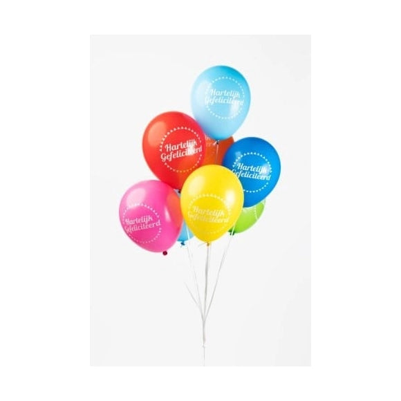 Ballonnen Hartelijk Gefeliciteerd - 8 stuks - 30cm