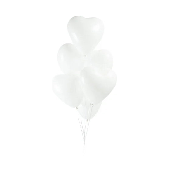 Ballonnen Hartvorm Wit - 6 stuks - 30cm