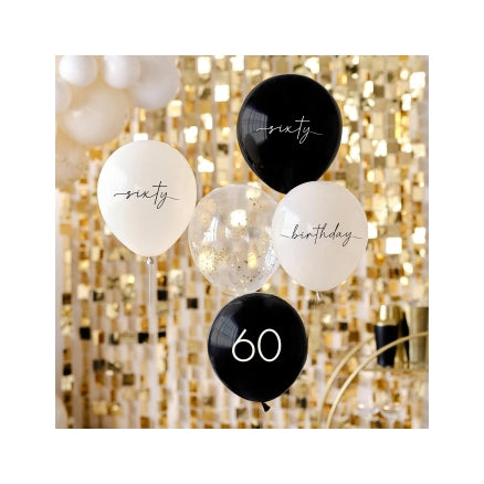 Ballonnen mix 60 jaar verjaardag 30cm 5 stuks