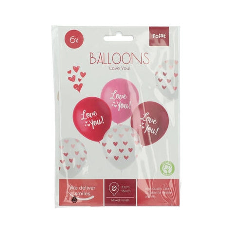 Ballonnen Mix Roze Love You - 6 stuks - 30cm