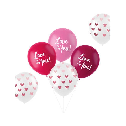 Ballonnen Mix Roze Love You - 6 stuks - 30cm